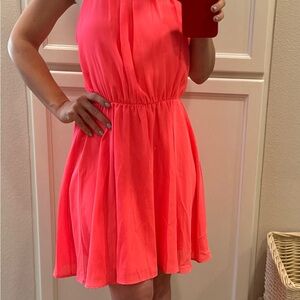 Everly Neon Coral Sleeveless Dress